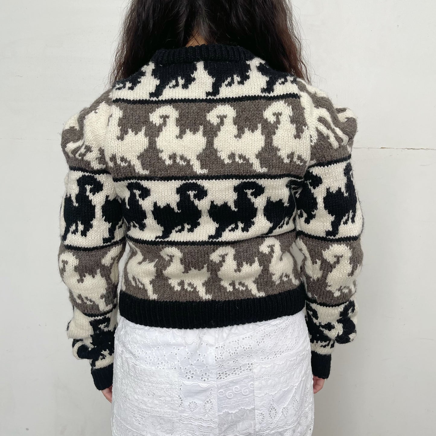 Unstable cats Cardigan / white / 変形猫柄カーディガン
