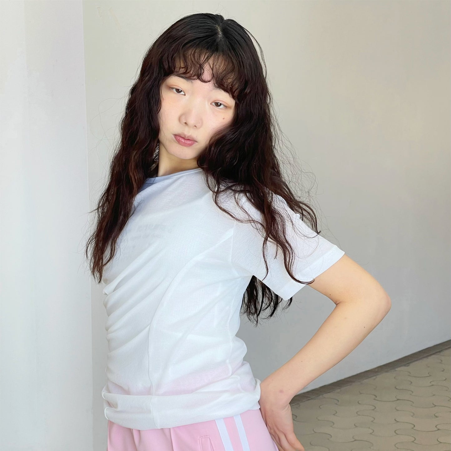 twisted top / white / ツイストTシャツ