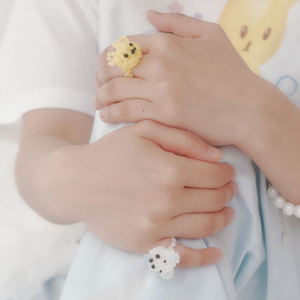 【YOUNGART】POOKY Beads Ring / Blue / くまのビーズリング