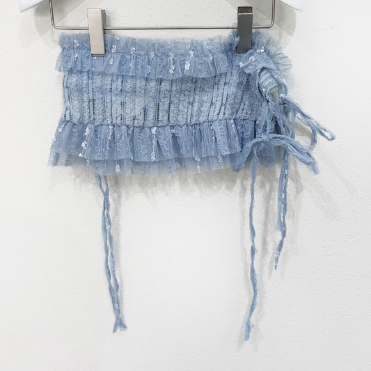 Ruffled Lace Layered Wrap Skirt / Sky Blue / ラッフルレースレイヤードラップスカート