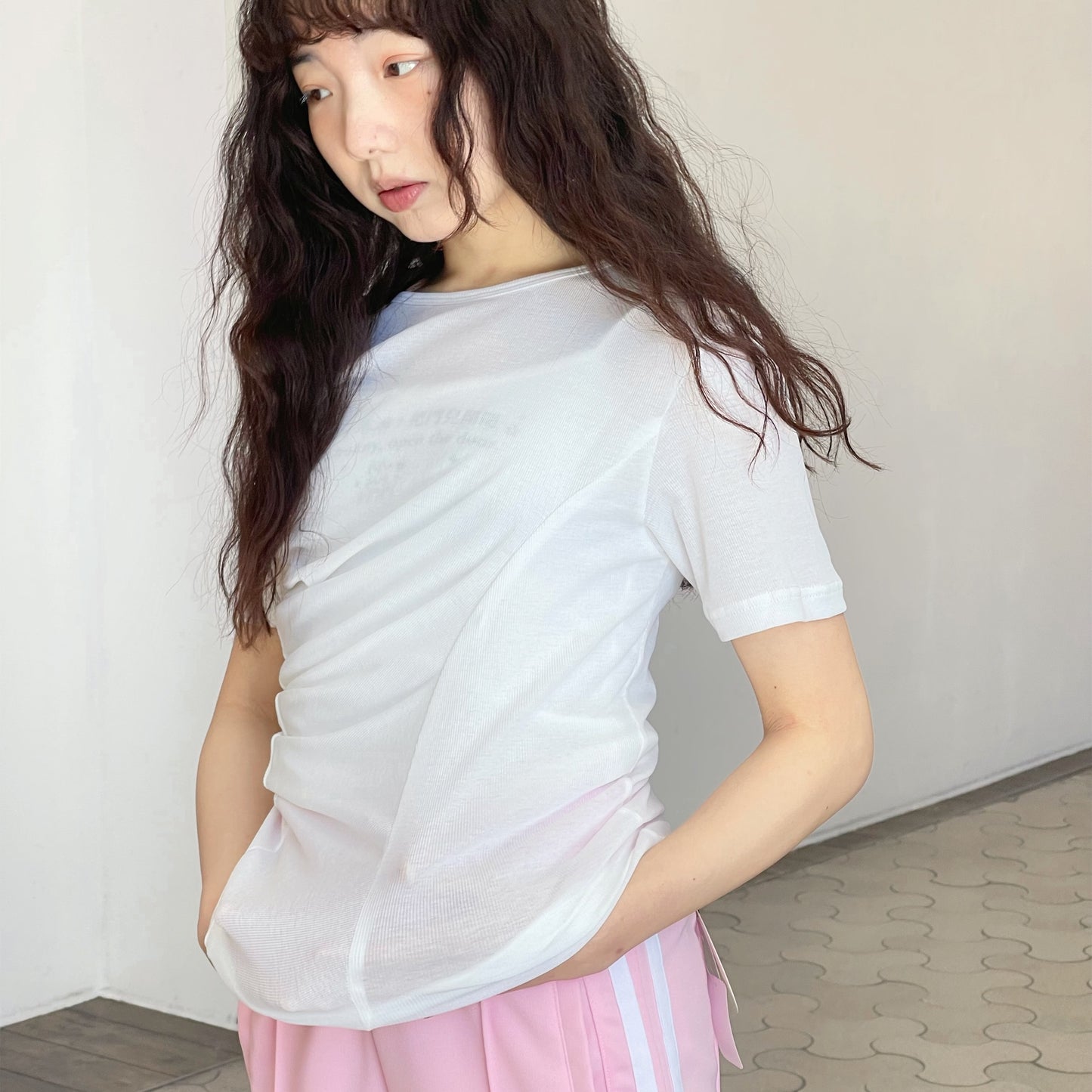 twisted top / white / ツイストTシャツ