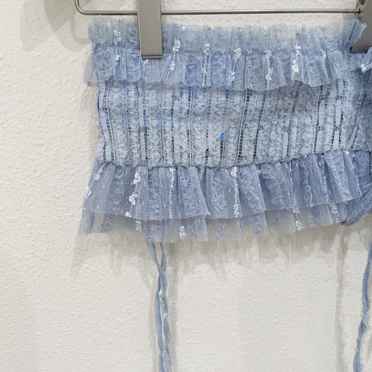 Ruffled Lace Layered Wrap Skirt / Sky Blue / ラッフルレースレイヤードラップスカート