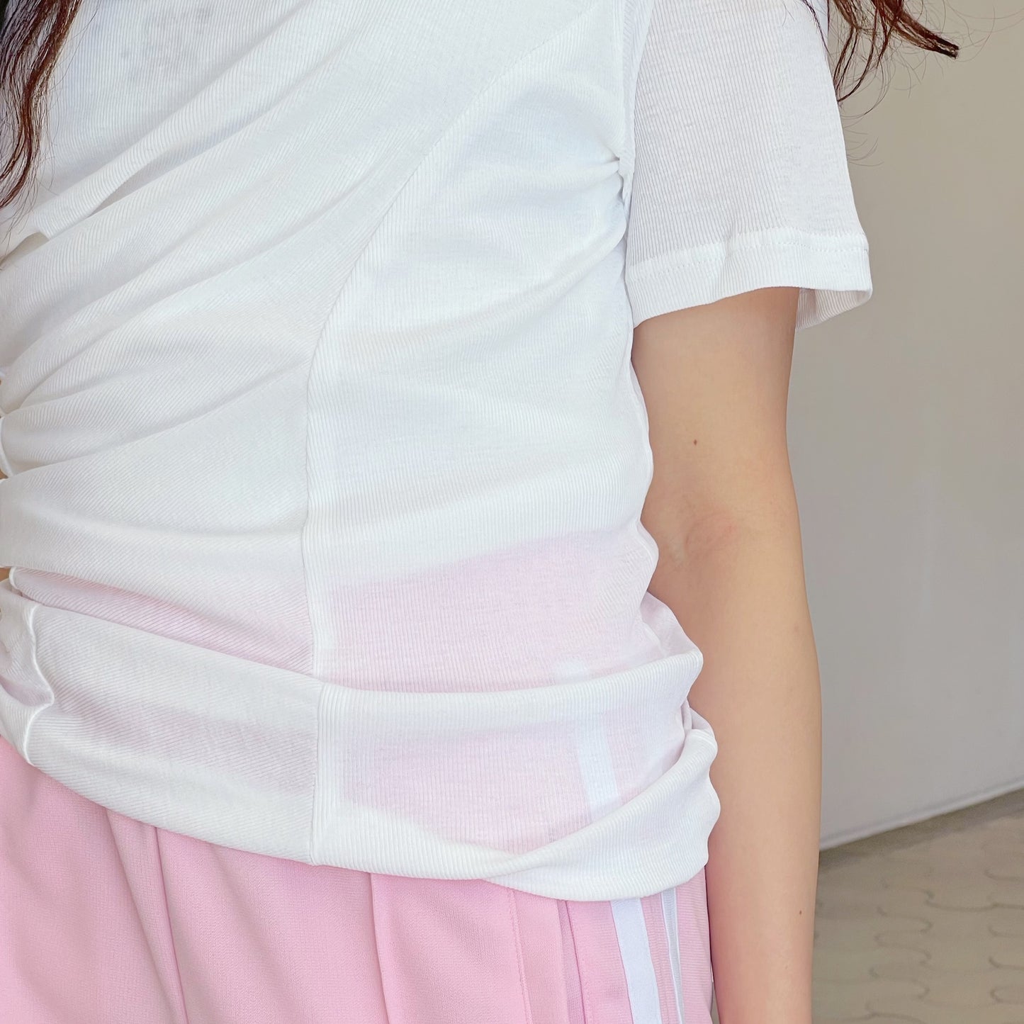 twisted top / white / ツイストTシャツ