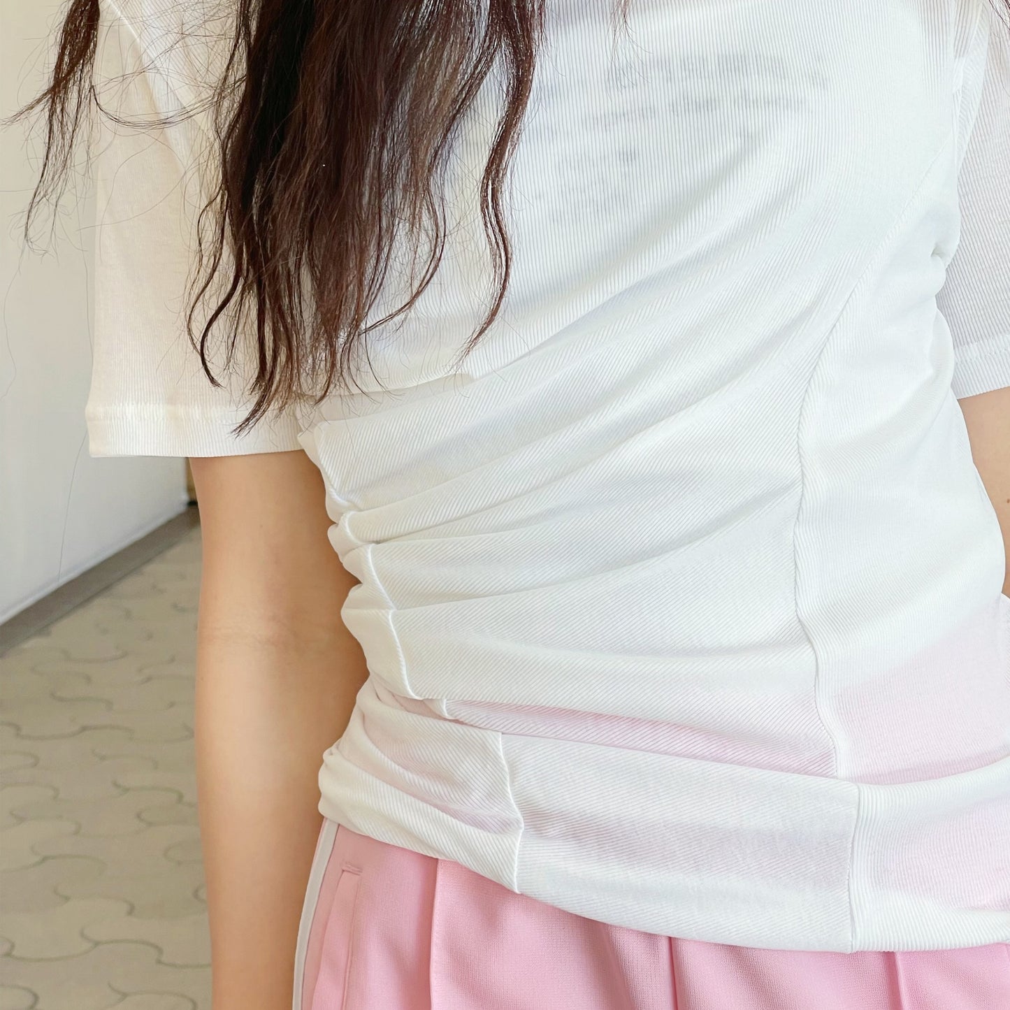 twisted top / white / ツイストTシャツ