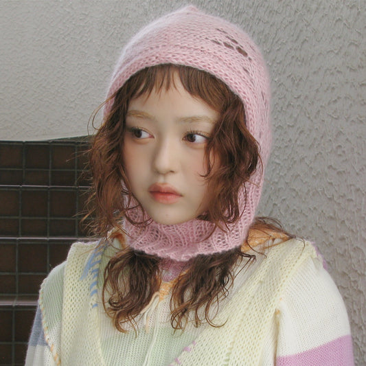 MIKAN silk mohair balaclava / pink / シルクモヘアバラクラバ
