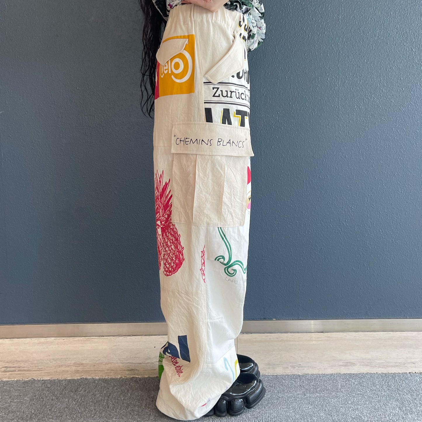 DE / RECONSTRUCTED VINTAGE TOTE /CARGO / WHITE / リメイクカーゴパンツ