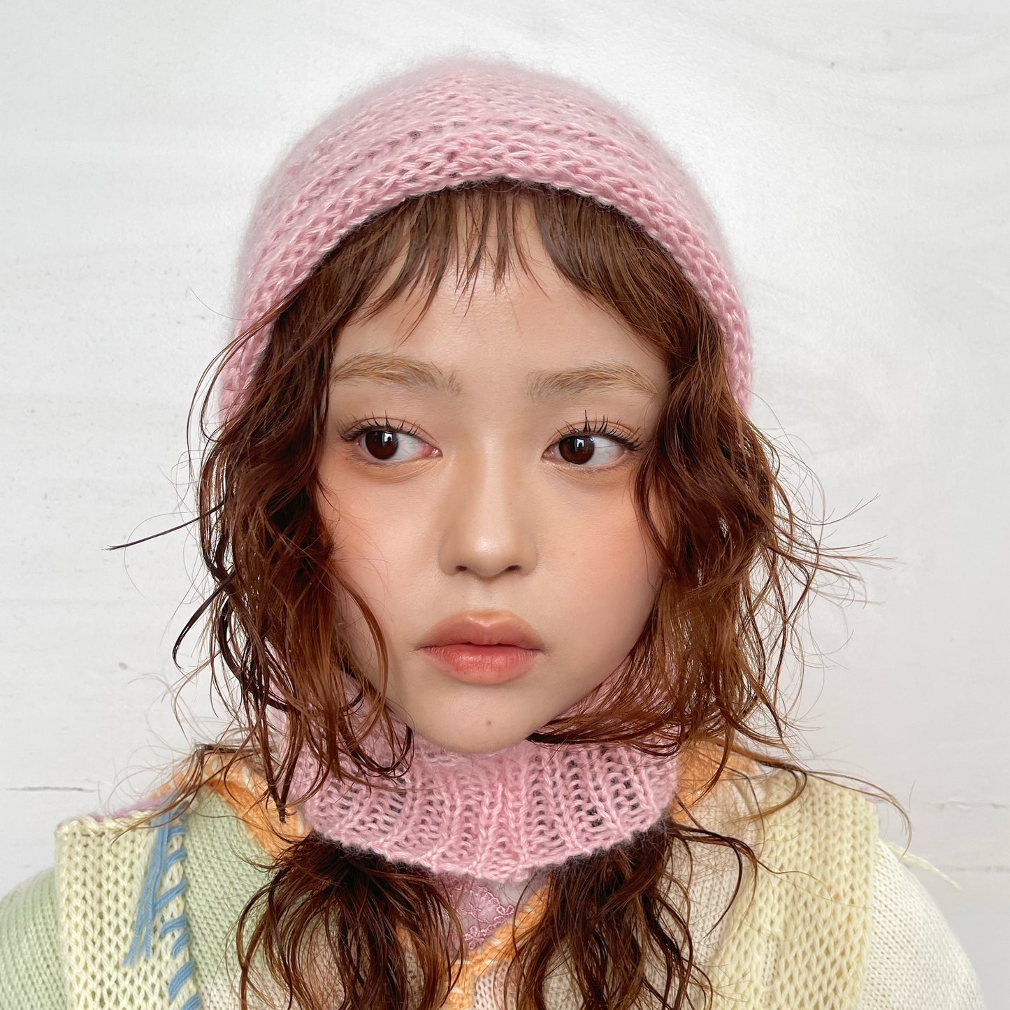 MIKAN silk mohair balaclava / pink / シルクモヘアバラクラバ