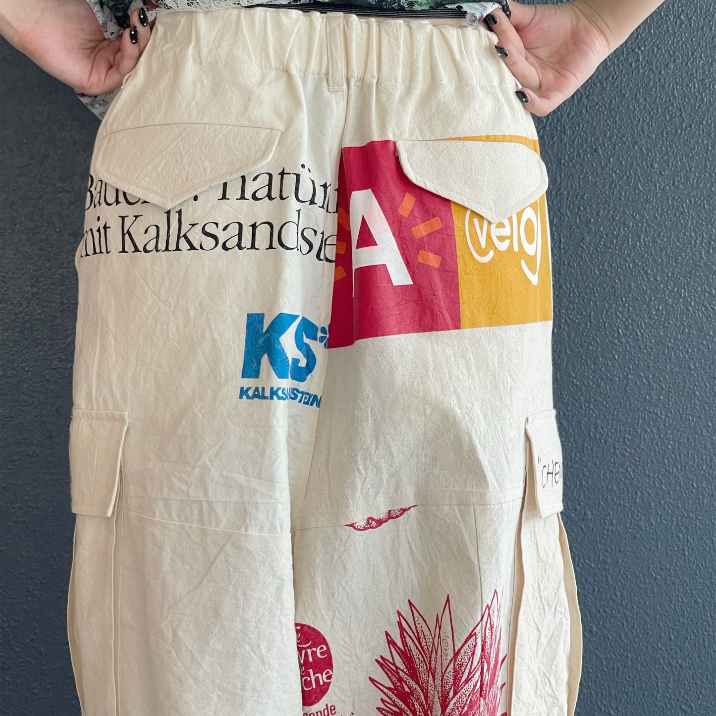 DE / RECONSTRUCTED VINTAGE TOTE /CARGO / WHITE / リメイクカーゴパンツ