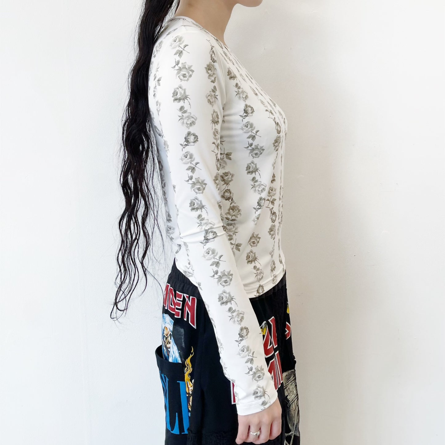 Flower Top / Pearl Grey / フラワートップ