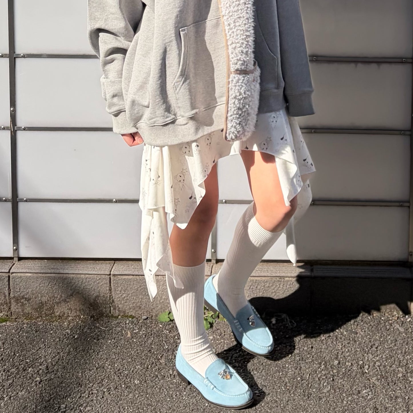 【SIIILON×HARUTA Memory Loafer】dangle heart / Blue jean / ベロアローファー