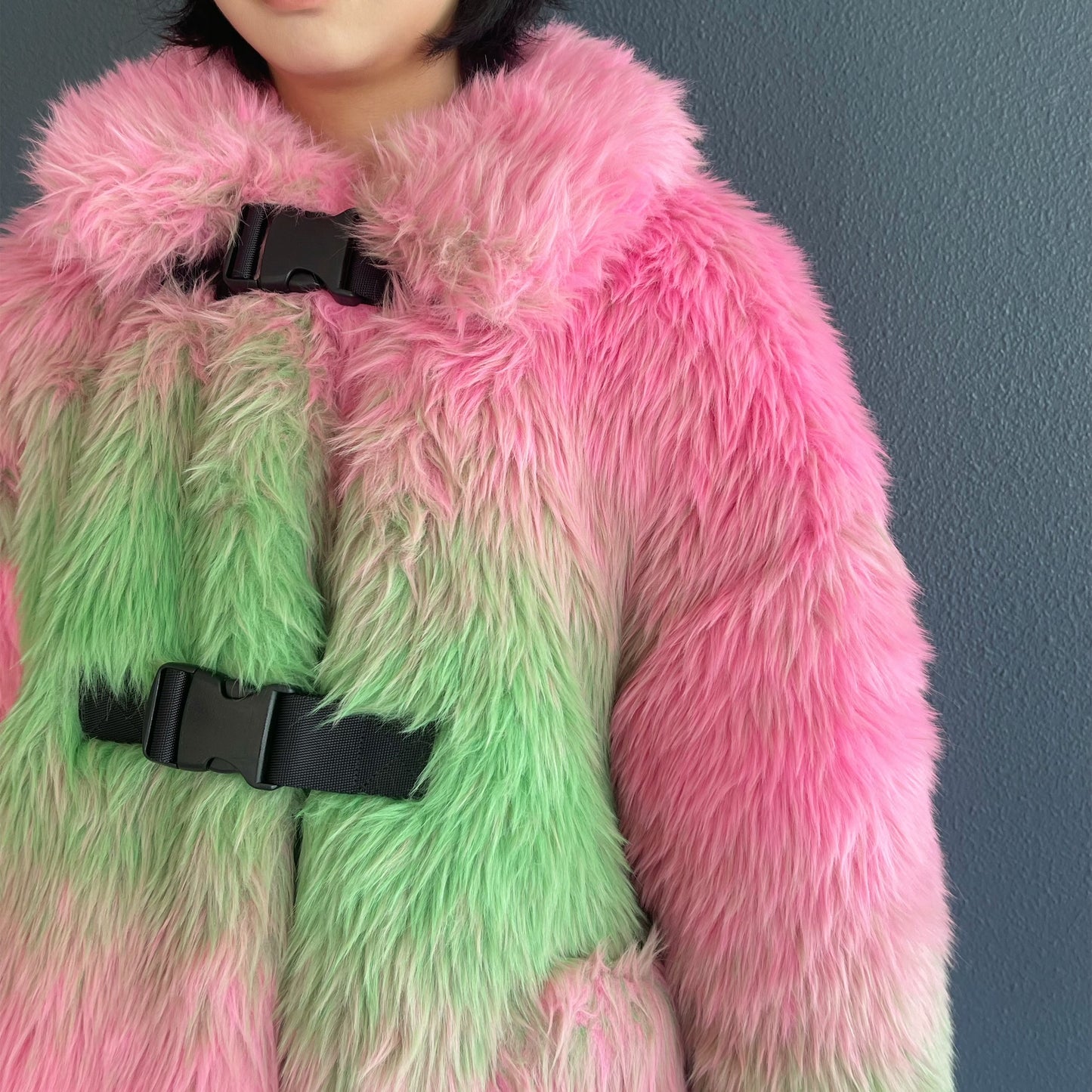 FAUX-FUR JACKET / PINK × GREEN / フェイクファージャケット
