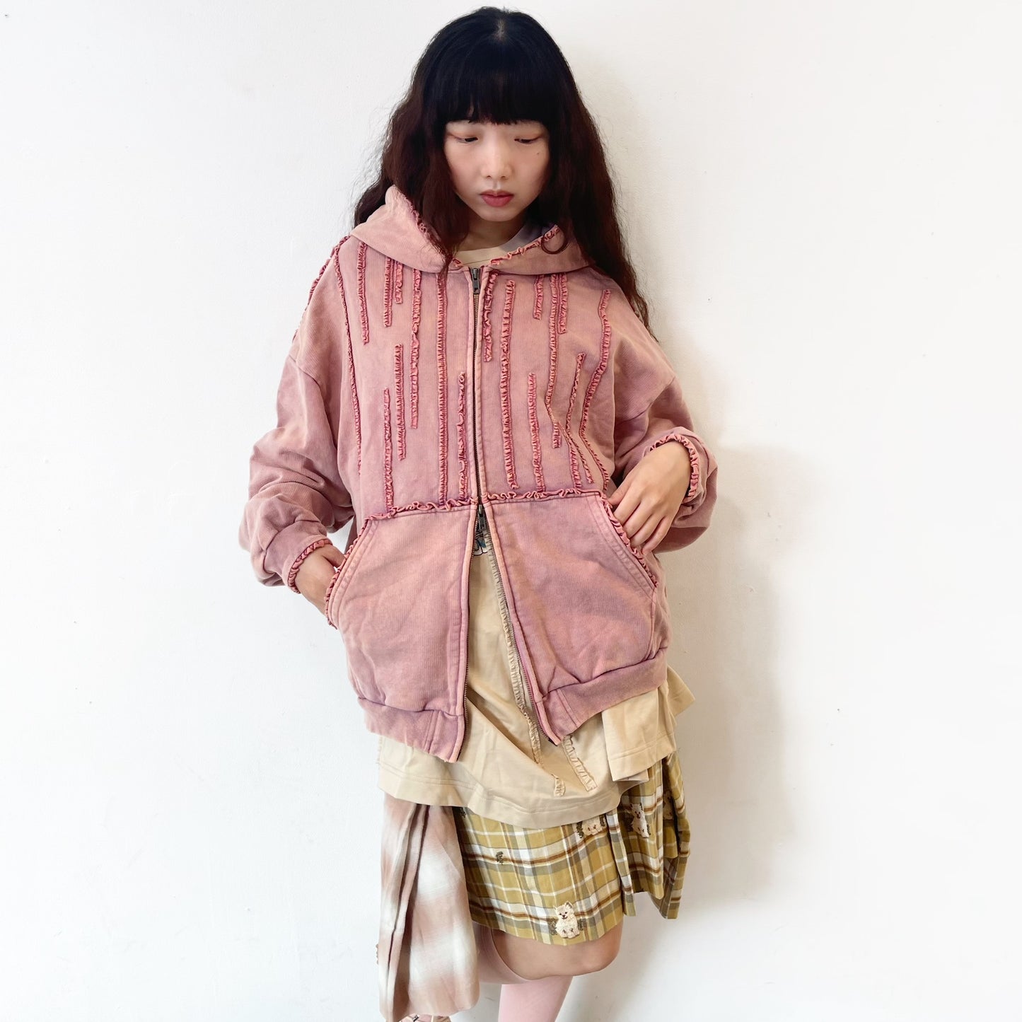 MINI FRILL WASHED PARKA / PINK / フリルウォッシュパーカ