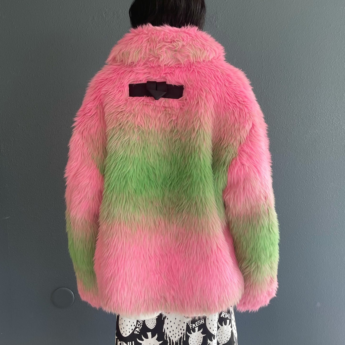 FAUX-FUR JACKET / PINK × GREEN / フェイクファージャケット