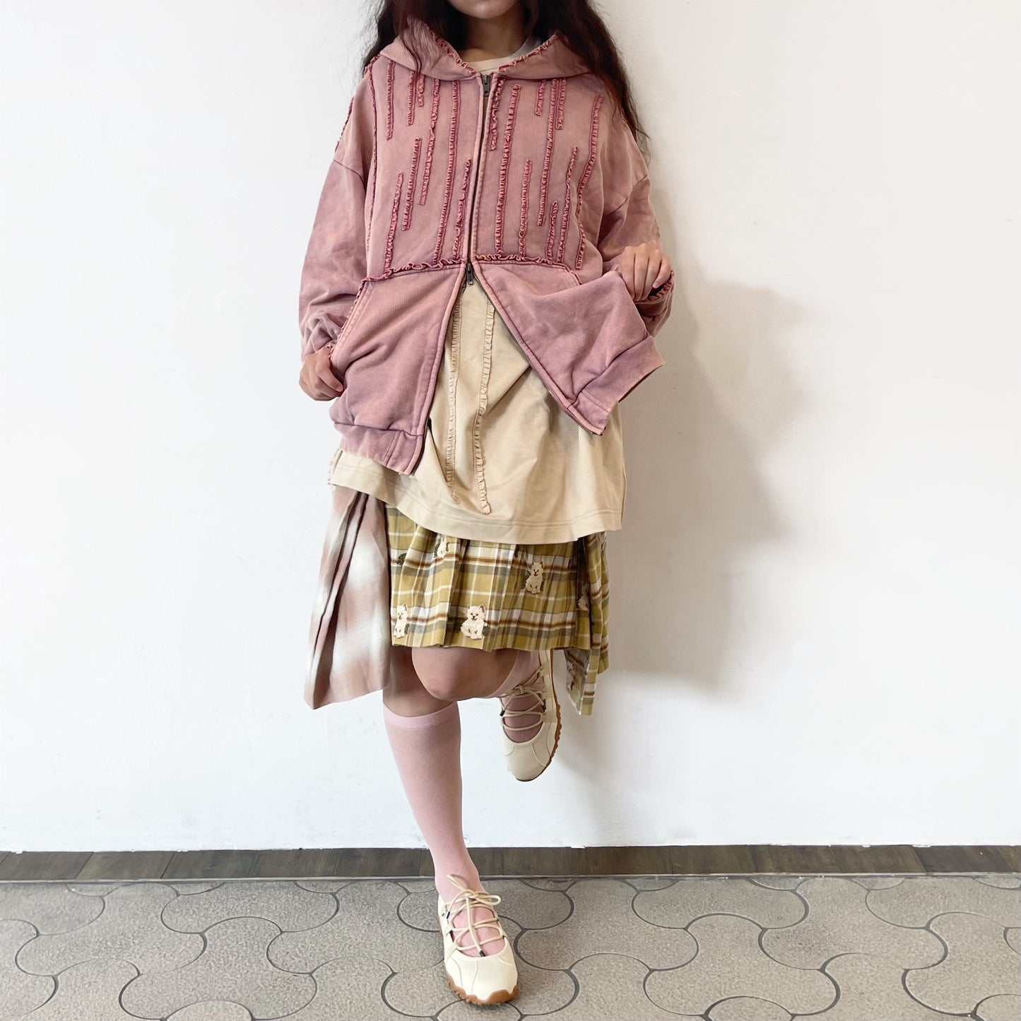 MINI FRILL WASHED PARKA / PINK / フリルウォッシュパーカ