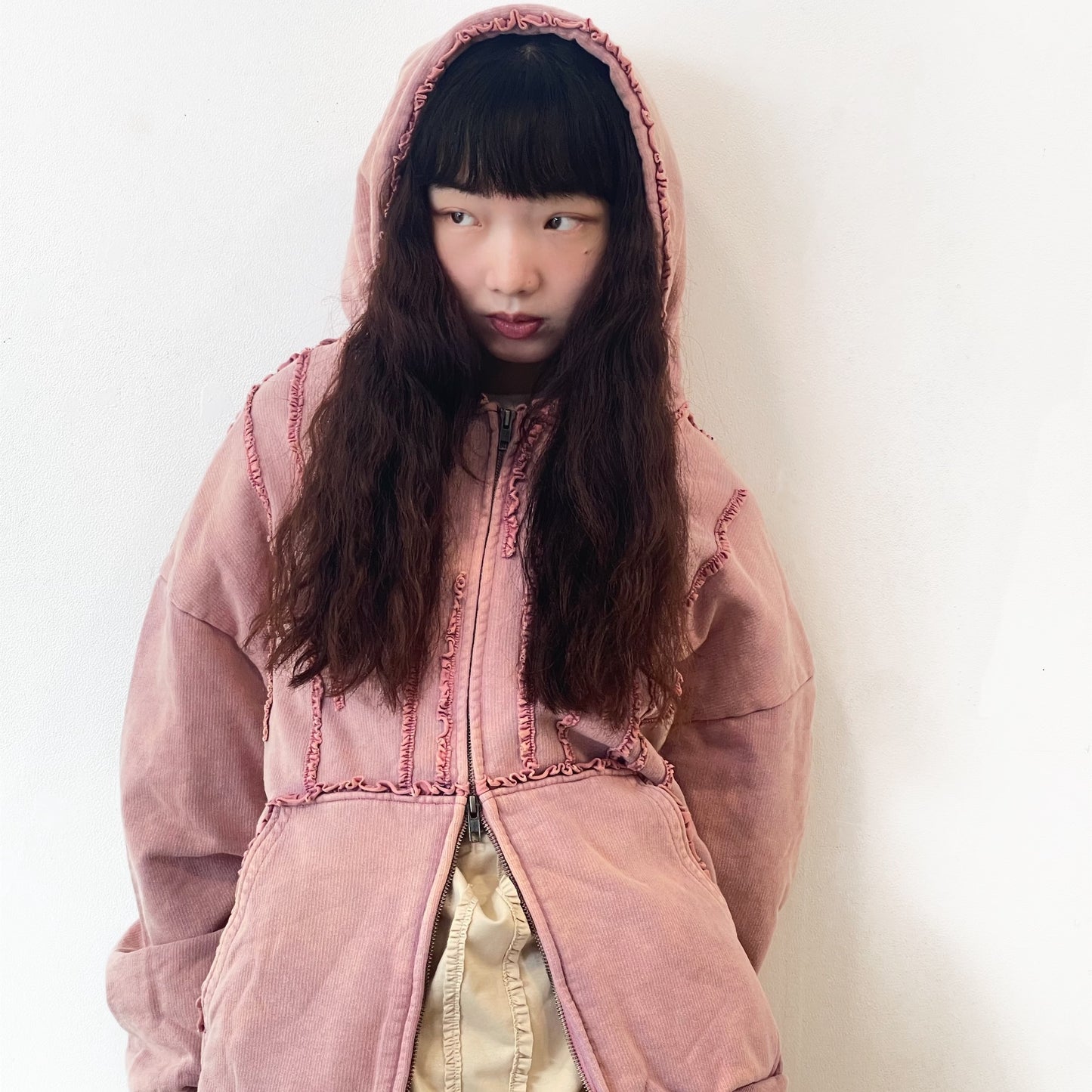 MINI FRILL WASHED PARKA / PINK / フリルウォッシュパーカ