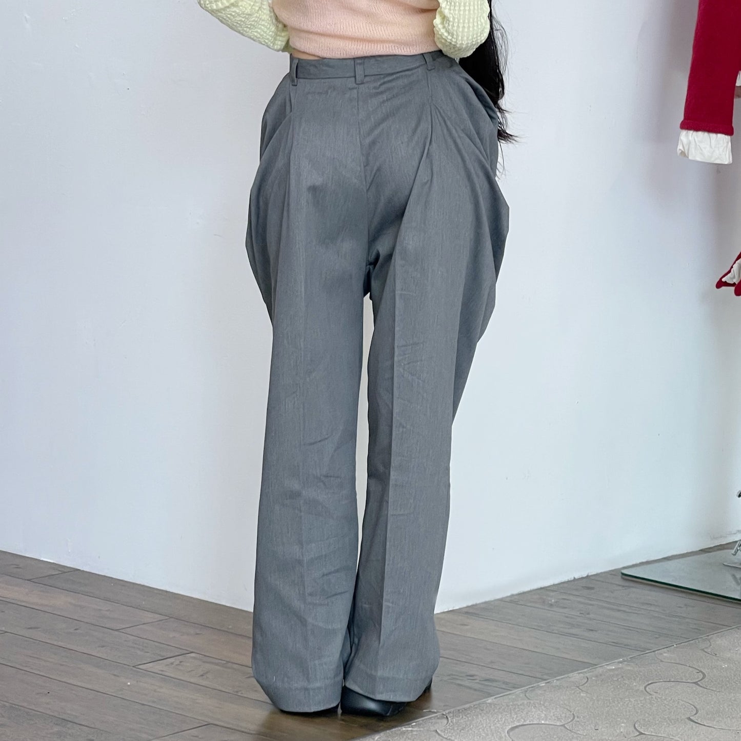 drape pants / gray / しわパンツ