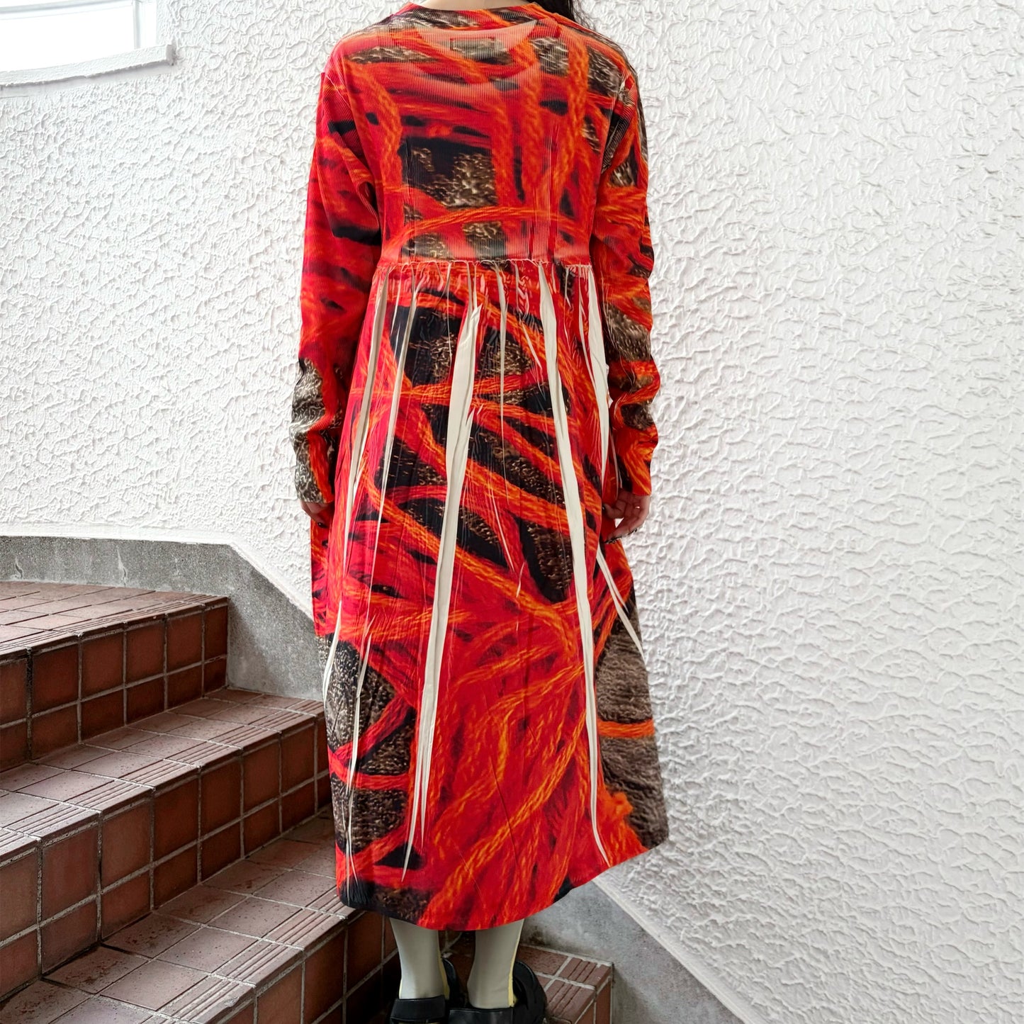 DIRECT PRINT RIB GATHER ONE-PIECE / YARN / ダイレクトプリントリブギャザーワンピース