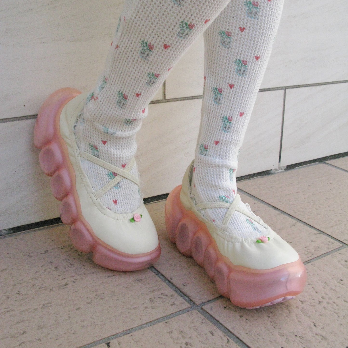 【SHEEP limited】JEWELRY BUBBLE BALLET / CREAM x PINK / MIKIOSAKABEシューズ