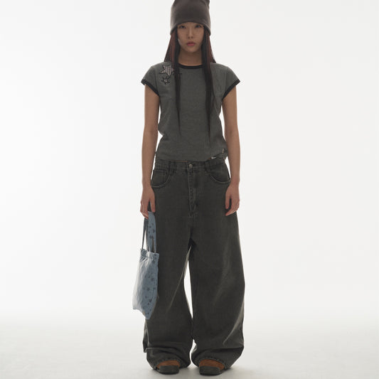 W STITCH DENIM PANTS / BLACK / Wステッチデニムパンツ
