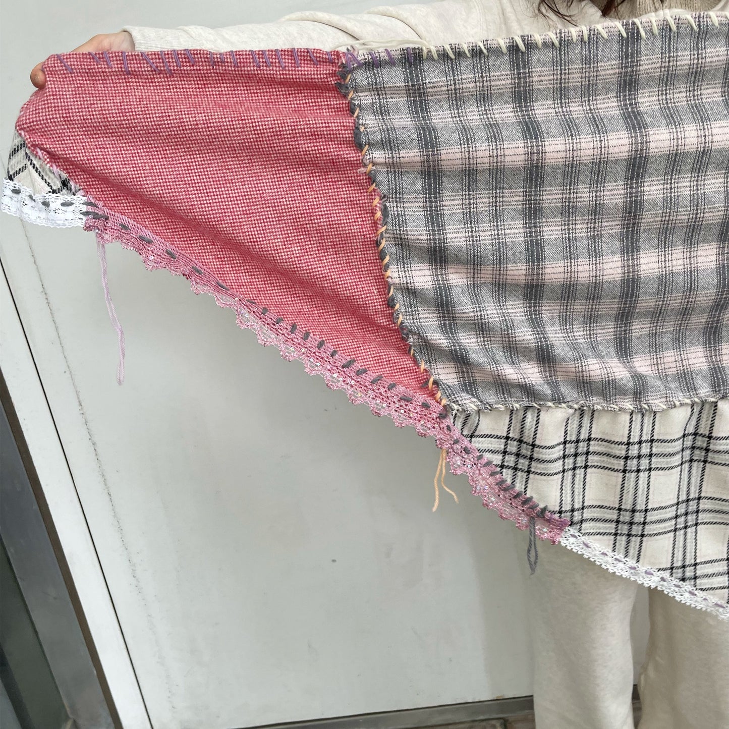 Hand stich hand stich big bandana / Red Mix / ハンドステッチビッグバンダナ