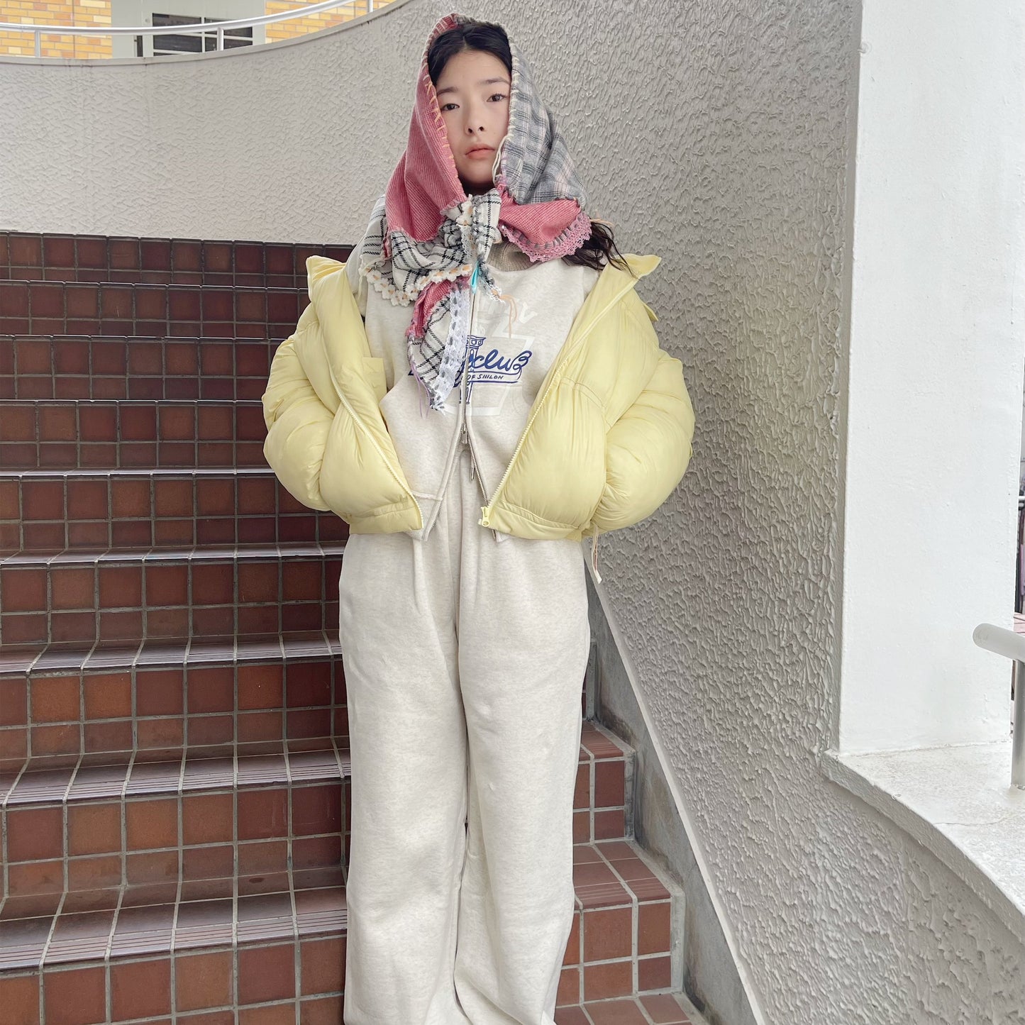 Hand stich hand stich big bandana / Red Mix / ハンドステッチビッグバンダナ