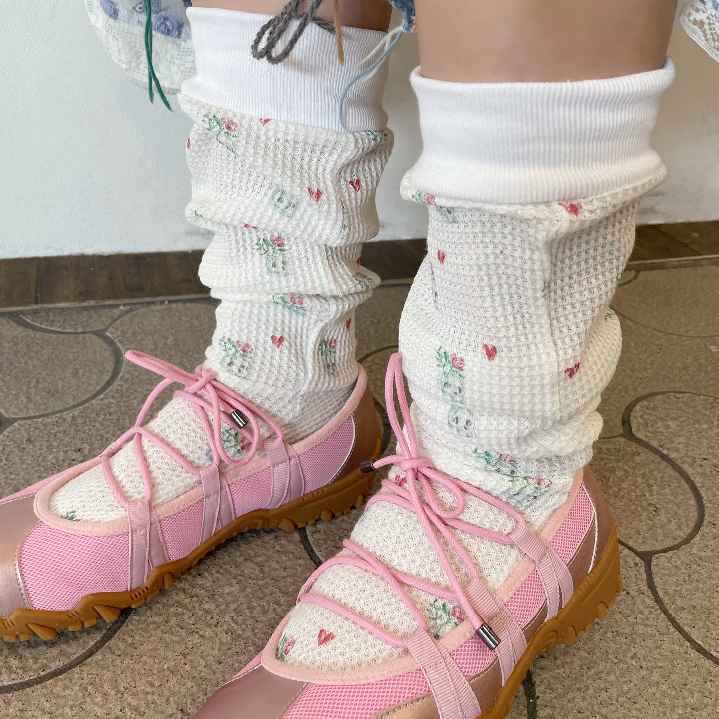 Thermal socks / White / プリントサーマルソックス