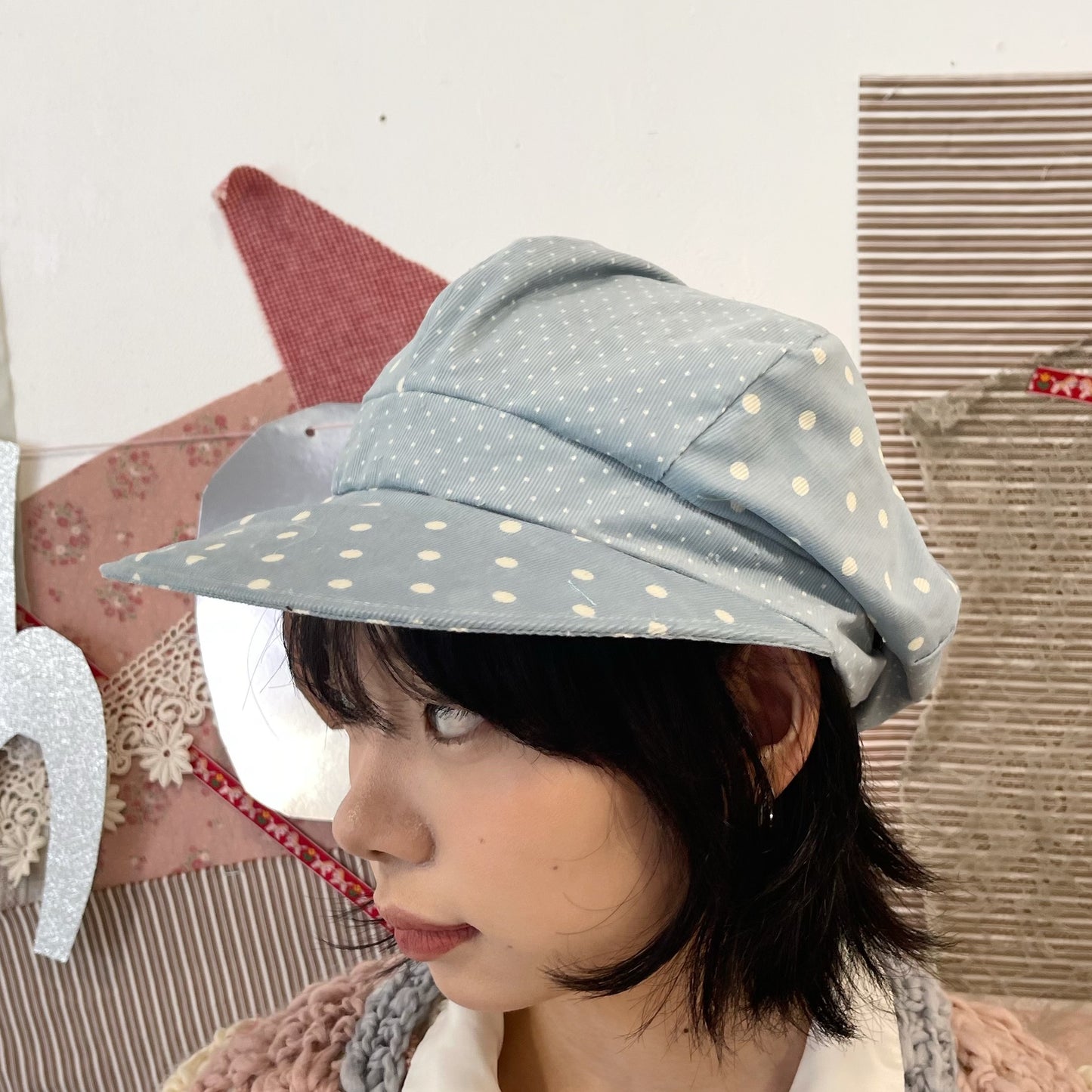 Polka dot newsboy / Blue / ポルカドットニュースボーイキャップ