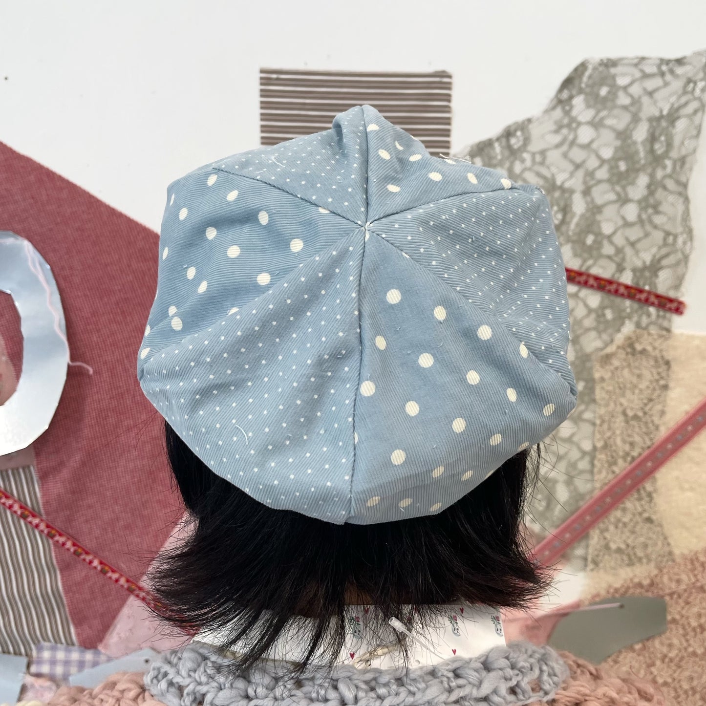 Polka dot newsboy / Blue / ポルカドットニュースボーイキャップ