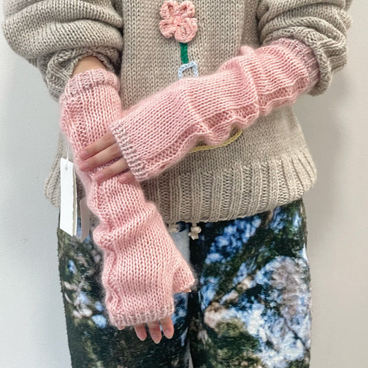 MIKAN silk mohair fingerless glove - long / pink / シルクモヘアフィンガーレスグローブ ロング
