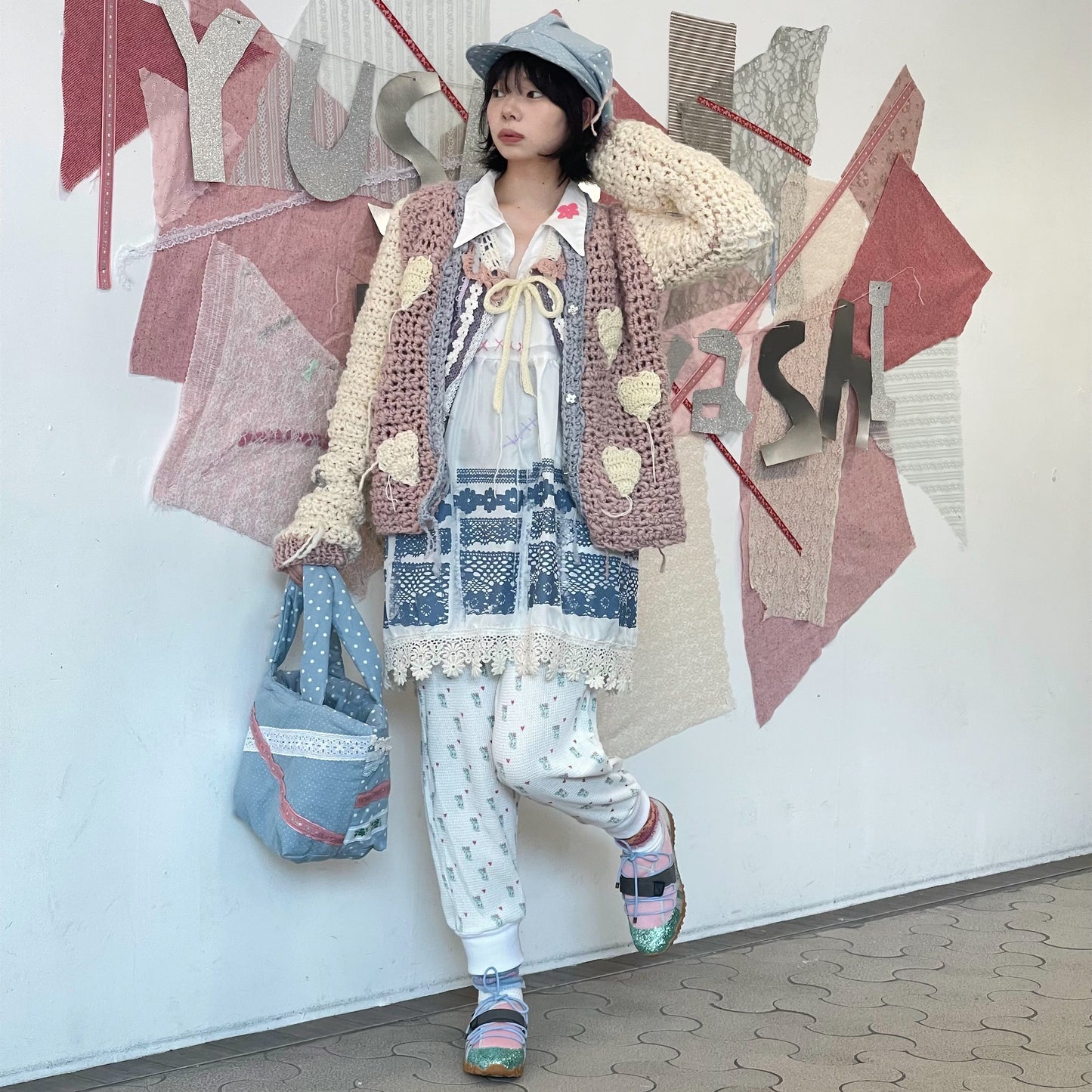 Polka dot newsboy / Blue / ポルカドットニュースボーイキャップ