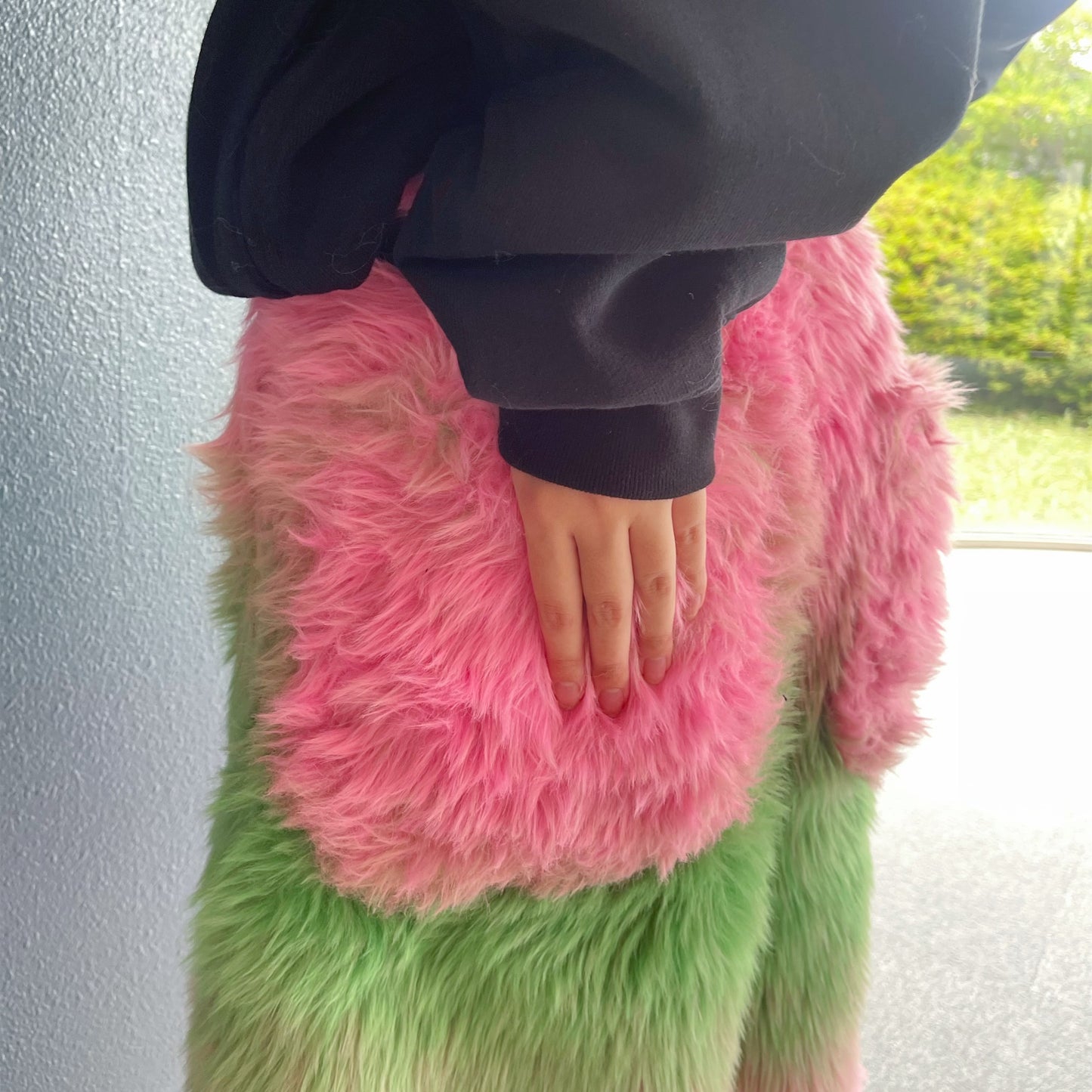 FAUX-FUR SHORT PANTS / PINK × GREEN / フェイクファーパンツ