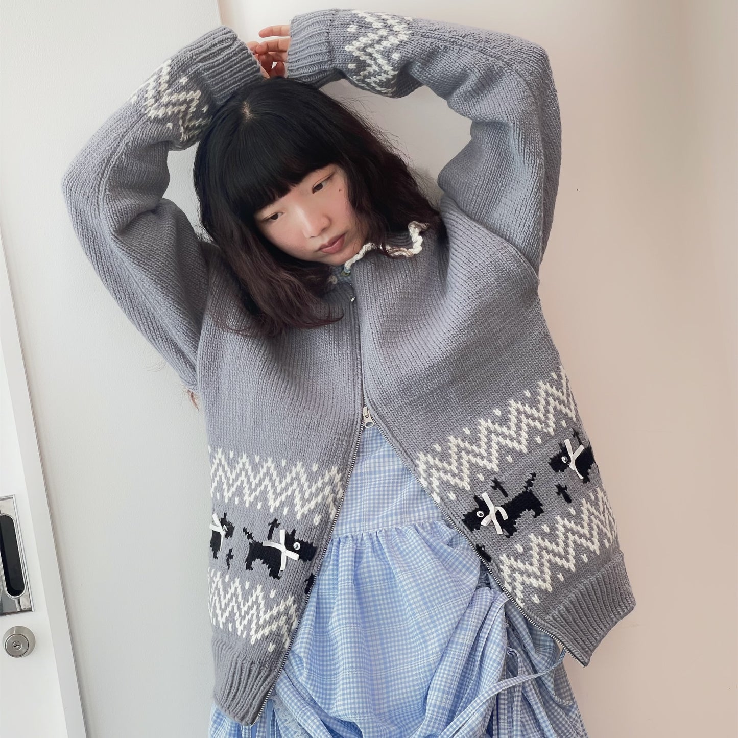 Puppies knitted jacket / Gray / パピーニットジャケット