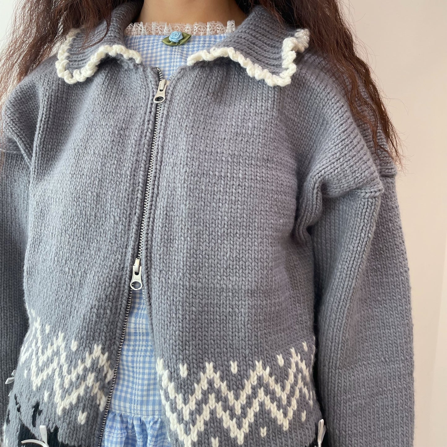 Puppies knitted jacket / Gray / パピーニットジャケット