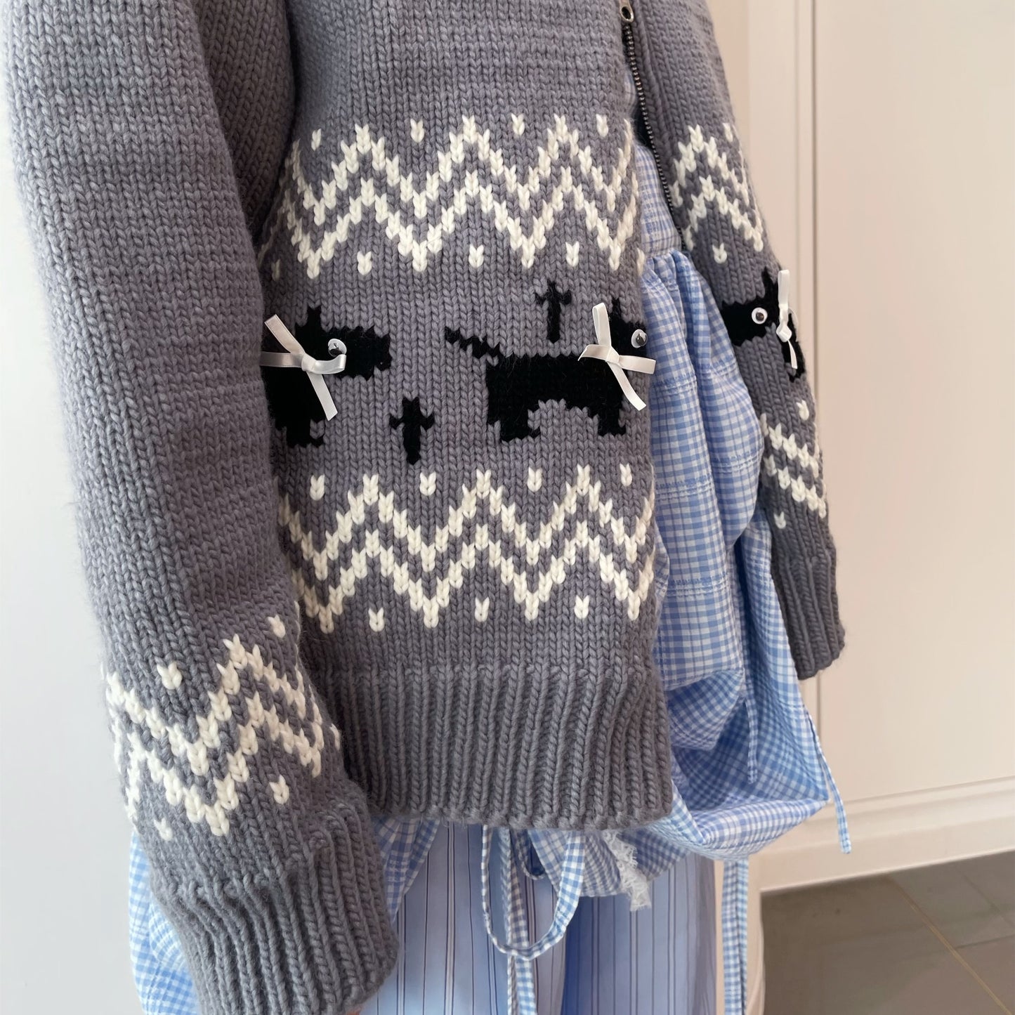 Puppies knitted jacket / Gray / パピーニットジャケット