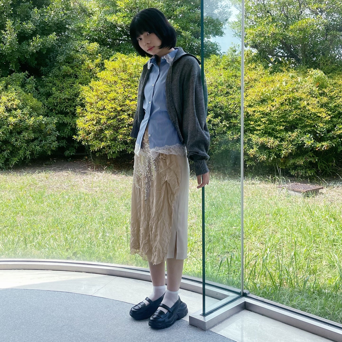 Elizabeth Skirt / Beige x Beige / スパンコールシフォンスカート