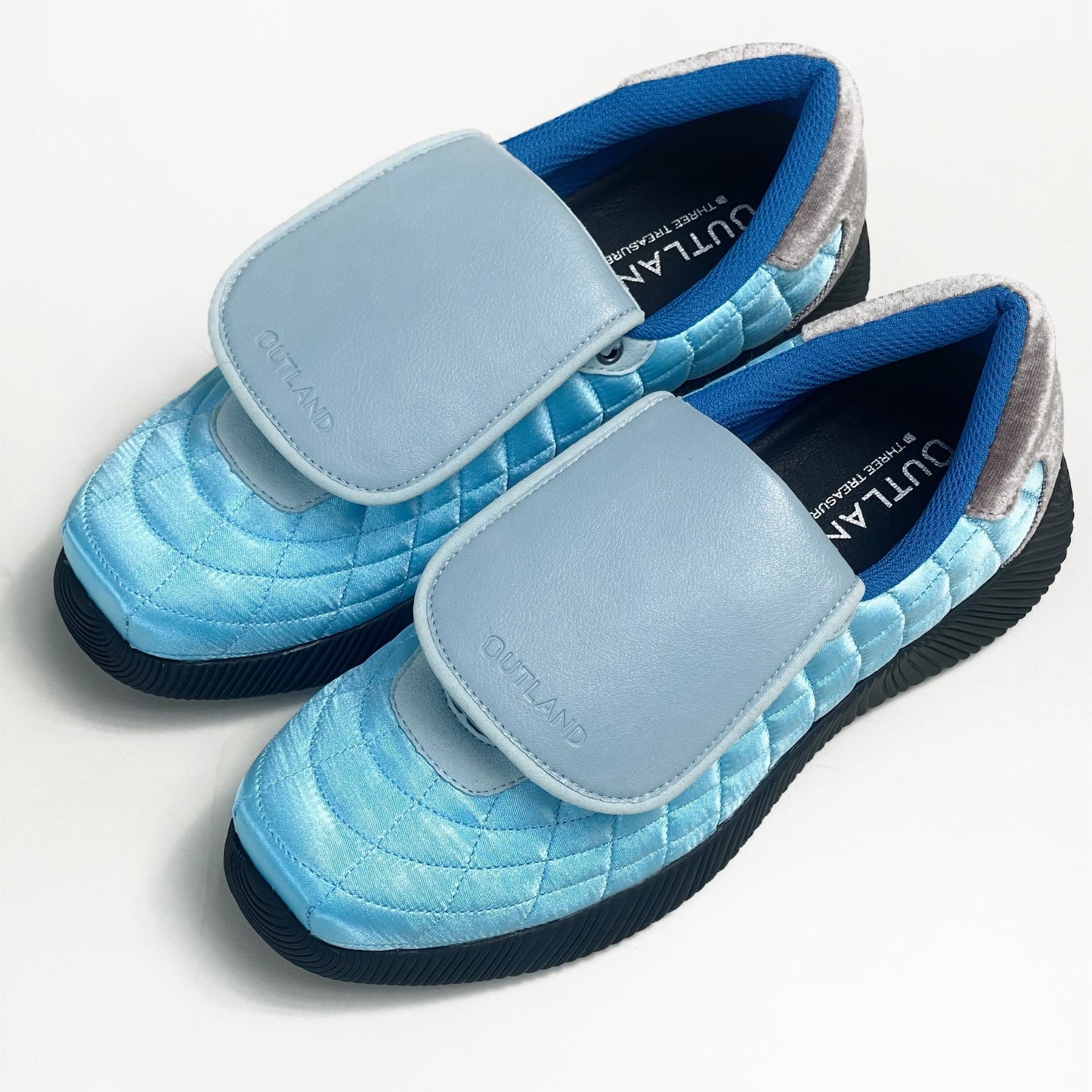 【OUTLAND】Beckham / Blue x Black / サテンシューズ