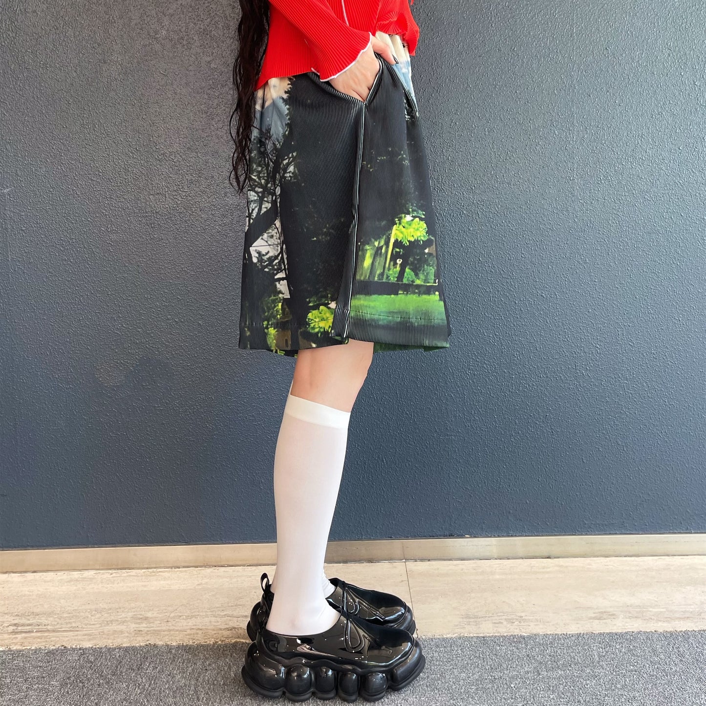 PRINT RIB WIDE SHORTS / PARK / プリントリブワイドショーツ