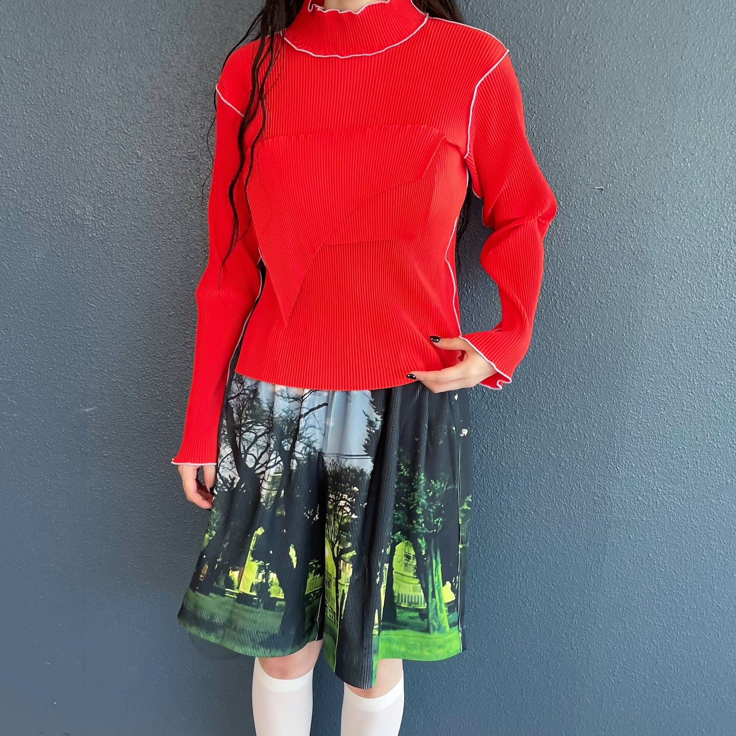 PRINT RIB WIDE SHORTS / PARK / プリントリブワイドショーツ