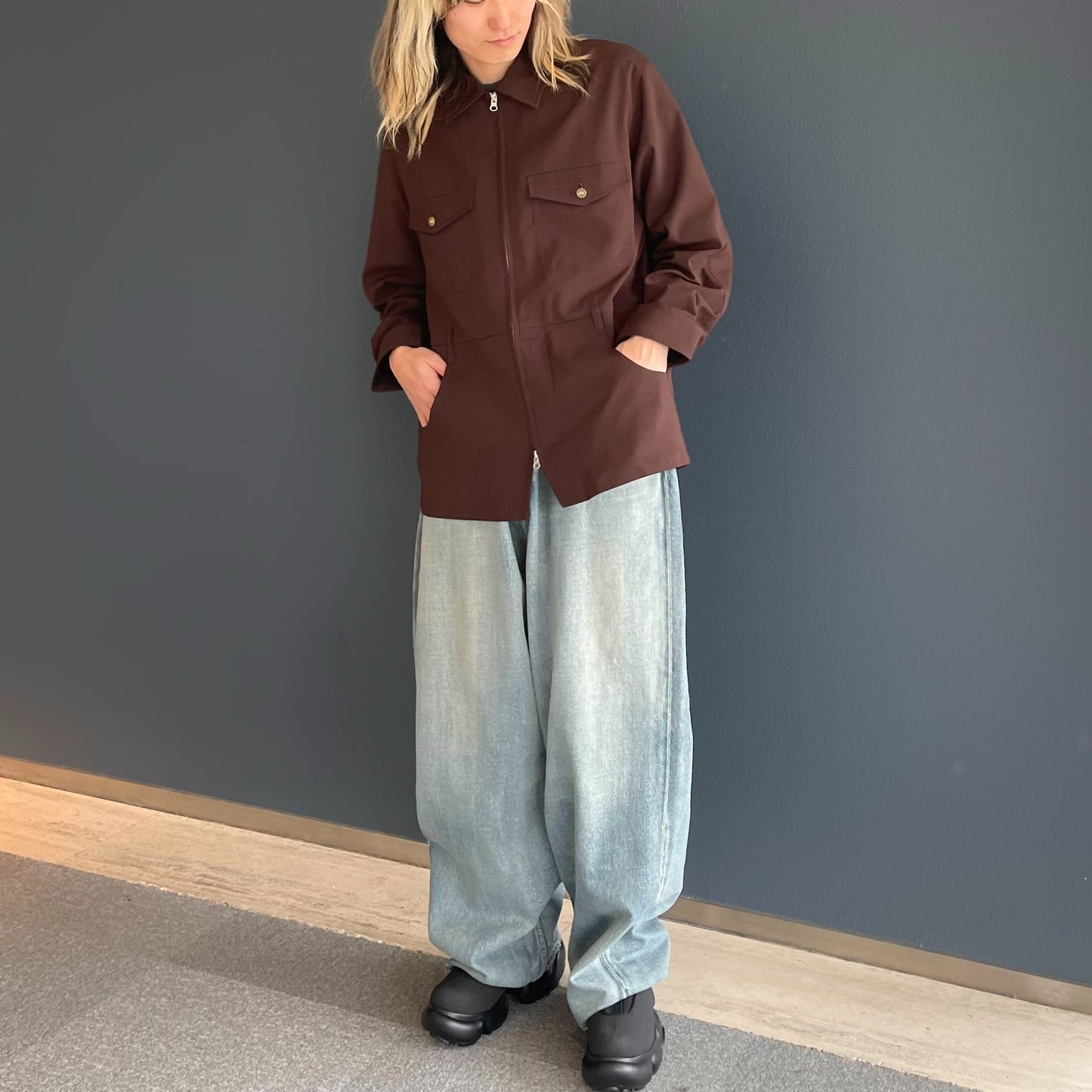 All-in-one Jumper / Brown / ダブルジップジャンパー