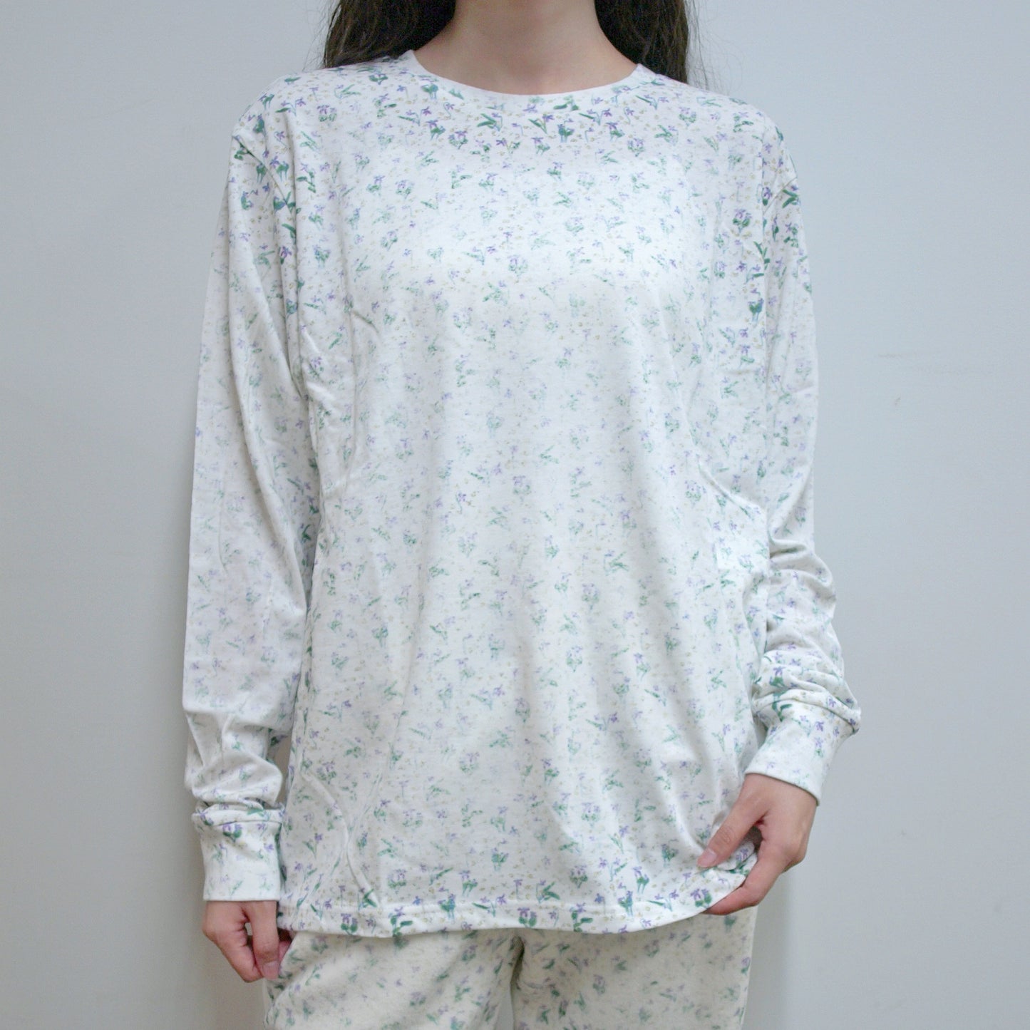 fading flower top / white / フェイディングフラワーロングスリーブトップ