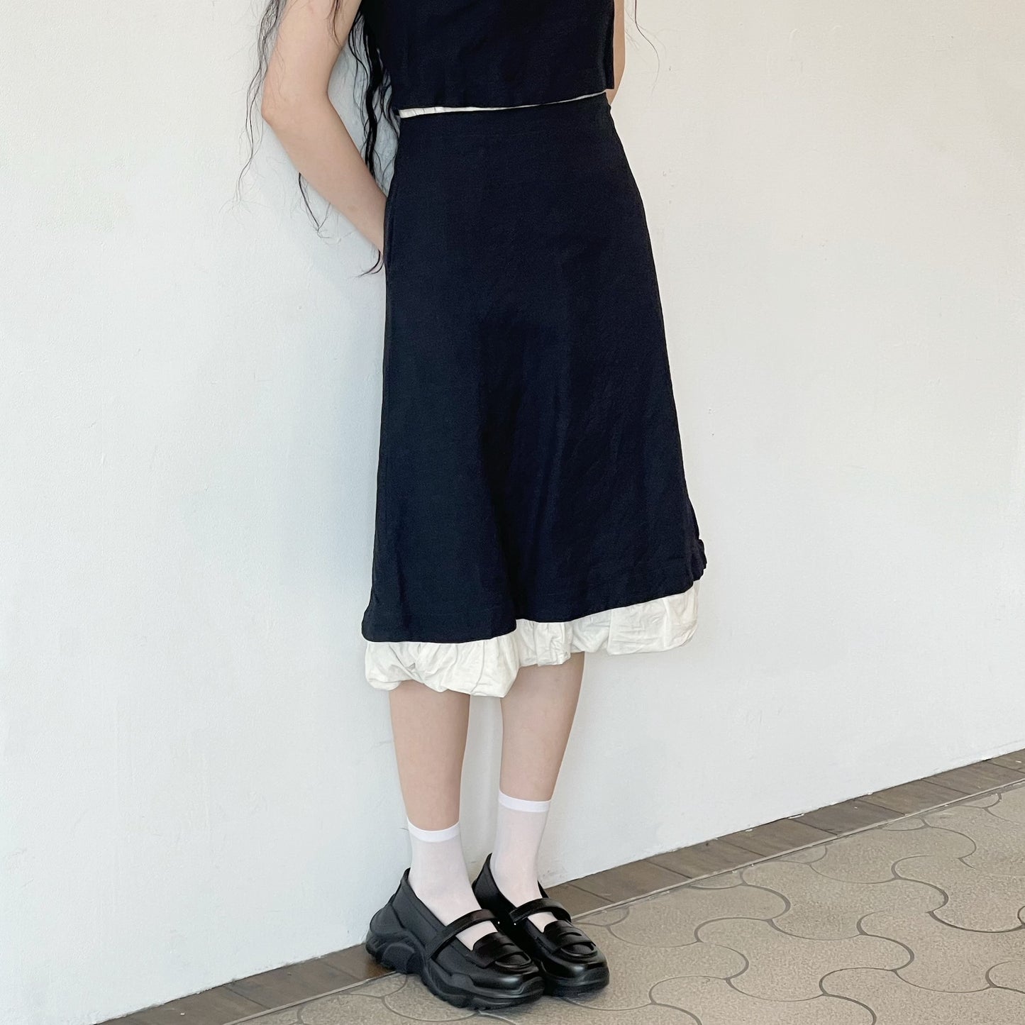 linen one piece / navy / リネンウールワンピース