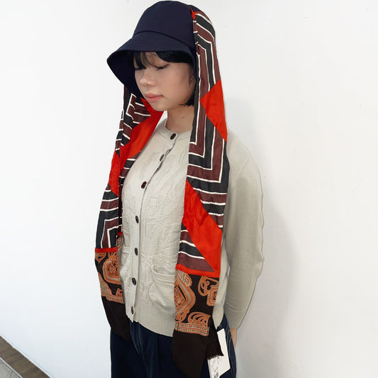 SCARF DROOPY BUCKET HAT / NAVY / スカーフバケットハット