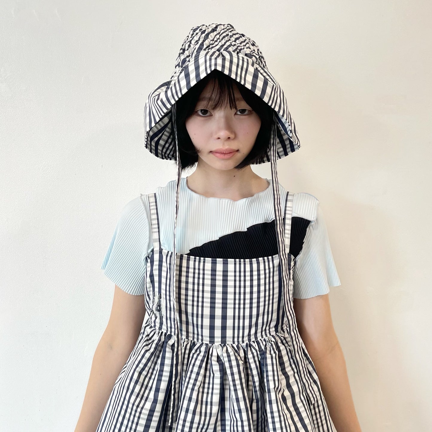Crash baby hat / NAVY × WHITE / ギンガムチェックハット