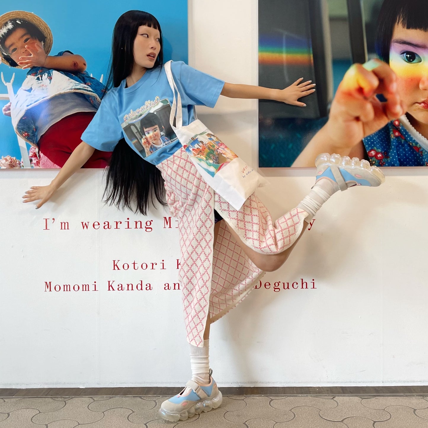 川島小鳥Tシャツ / vocalise / air blue