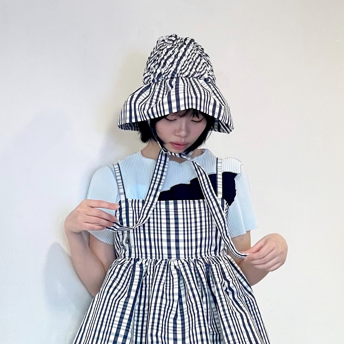 Crash baby hat / NAVY × WHITE / ギンガムチェックハット