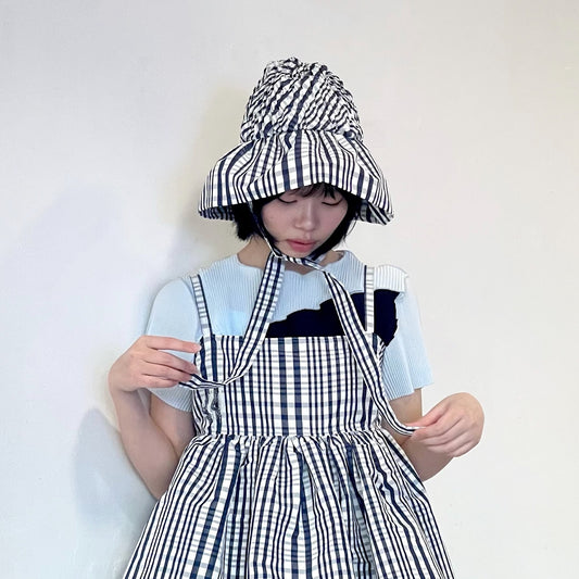 Crash baby hat / NAVY × WHITE / ギンガムチェックハット