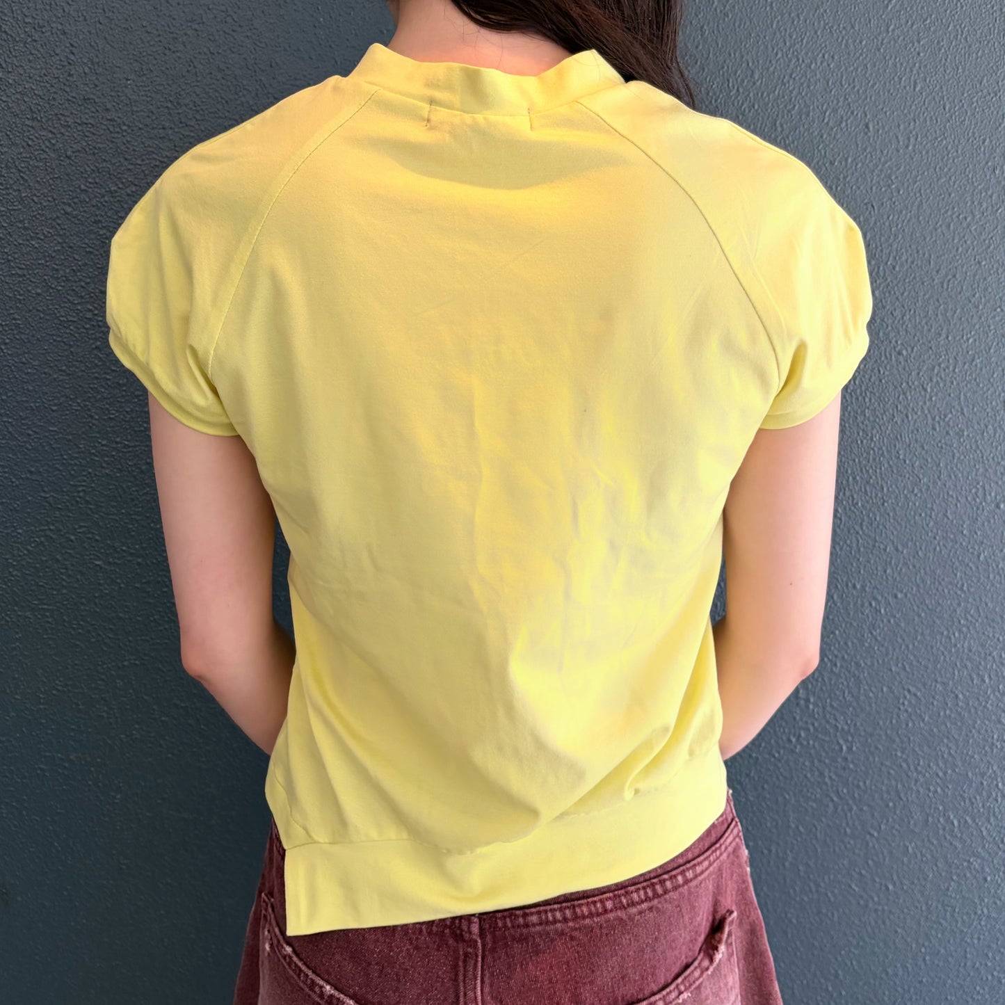 raglan sleeve v neck top / yellow / ラグランスリーブVネックトップ
