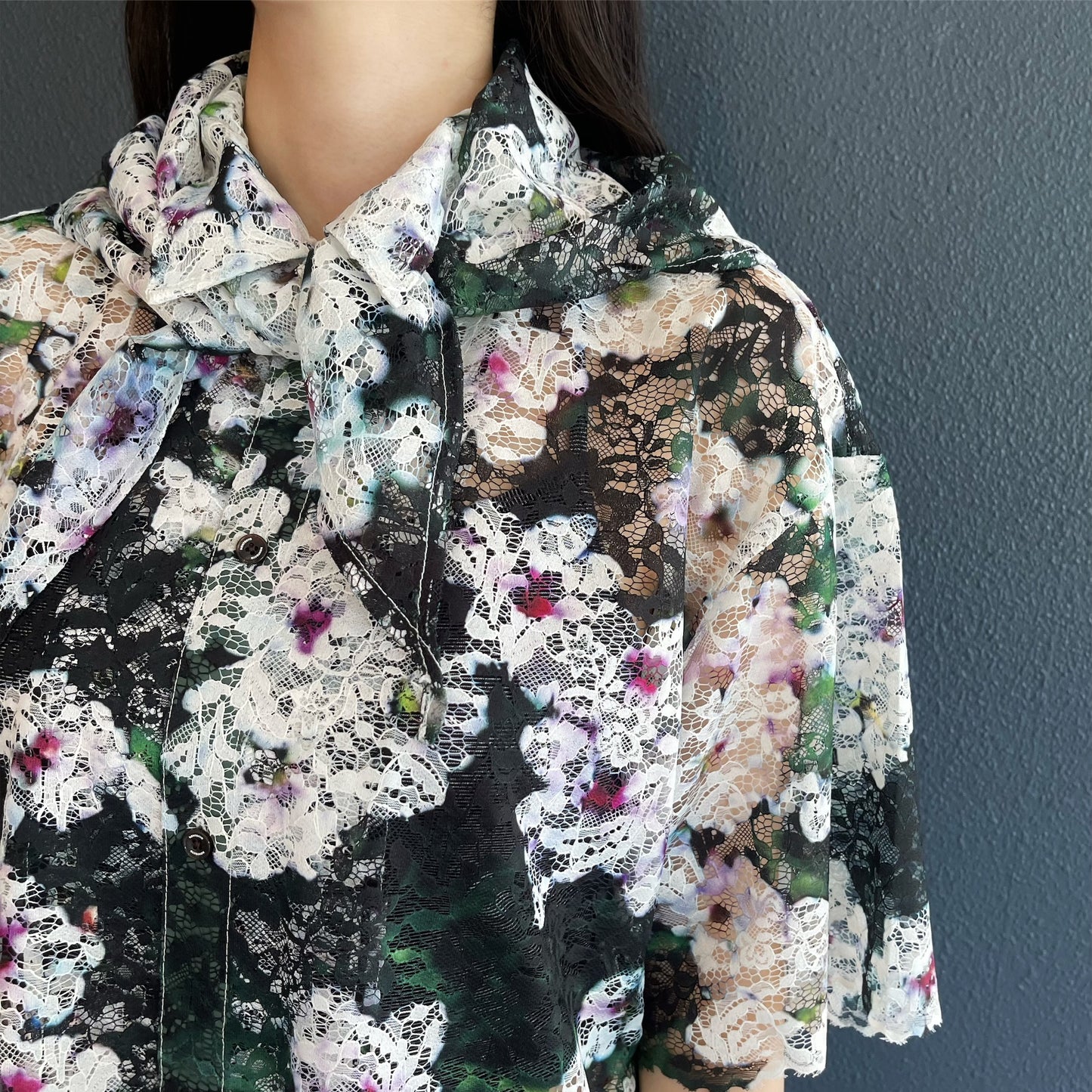 LACE HALF SLEEVE SHIRT & LACE SCARF / FLOWER / レース半袖シャツ&レーススカーフ