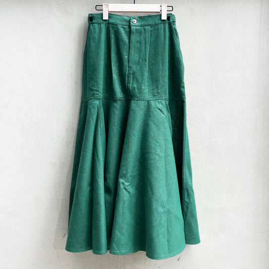 LAME DENIM FLARE SKIRT / GREEN / ラメデニムフレアスカート