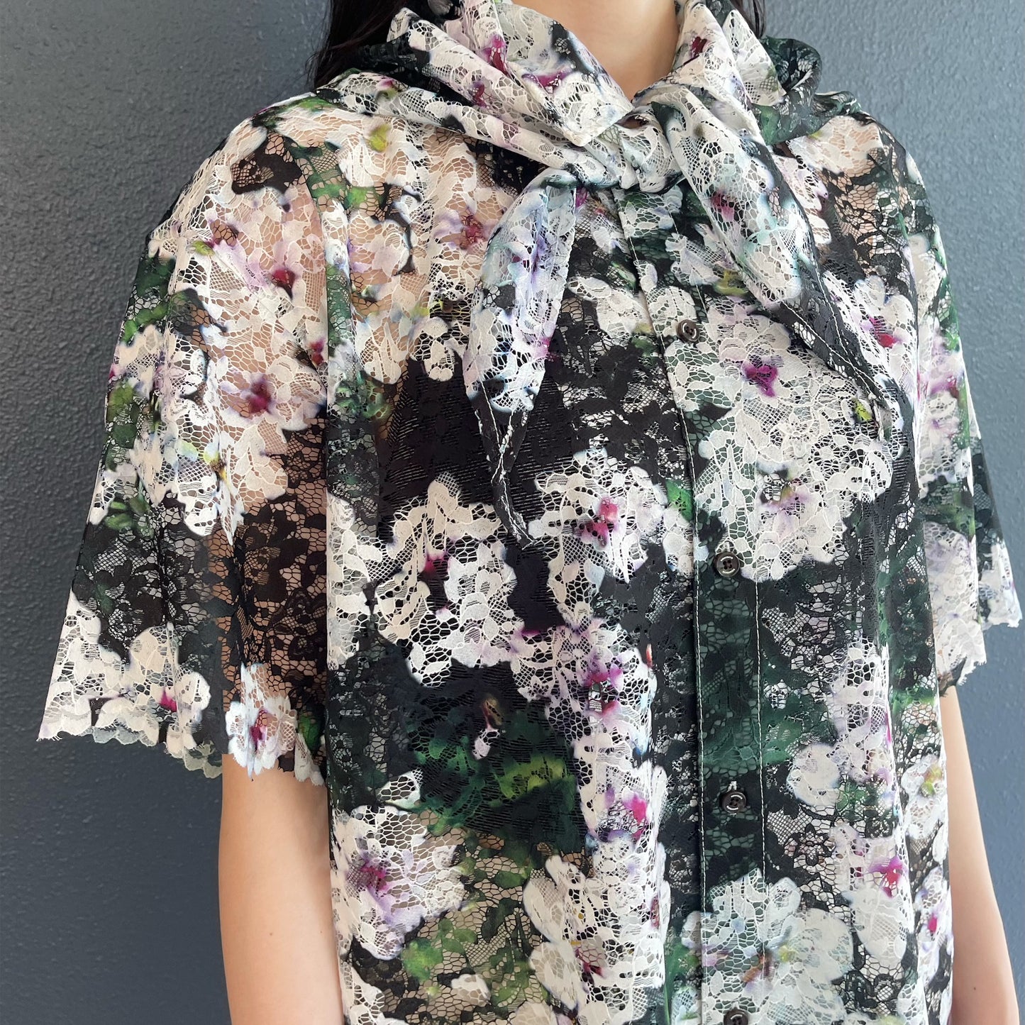 LACE HALF SLEEVE SHIRT & LACE SCARF / FLOWER / レース半袖シャツ&レーススカーフ